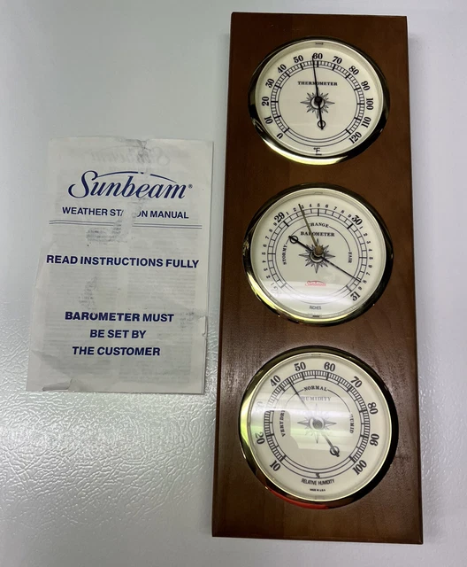 VINTAGE SUNBEAM WEATHER Station Thermometer Barometer Humidity USA