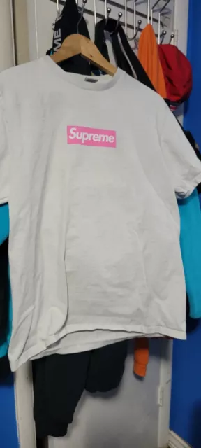 supreme pink on white box logo tee RARE size large vnds