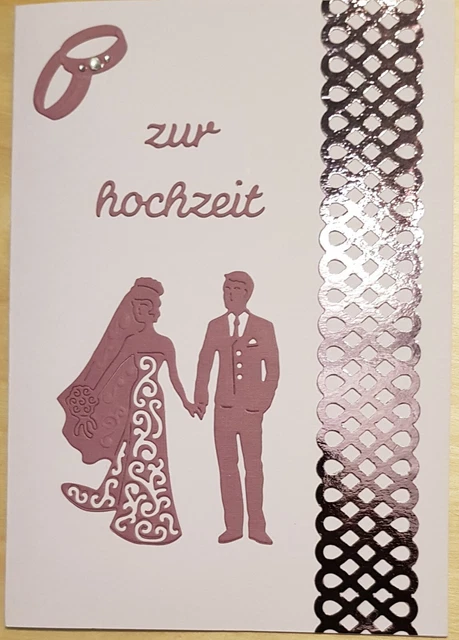 74.3D Karte Grußkarte A5 Glückwünsche Hochzeit,Ehe,Vermählung Handar.Unikat Edel