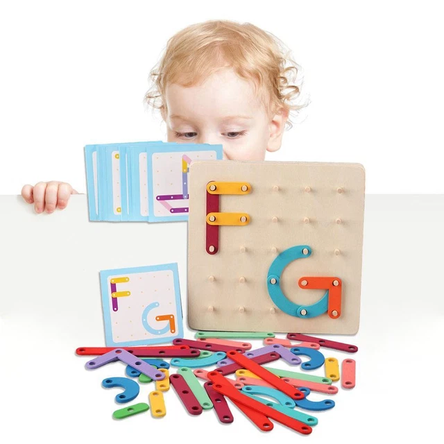 Wooden Letter and Number Educational Stacking Blocks Alphabet Manipulative