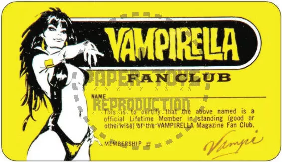 The Vampirella Fan Club Membership Card - Reprint