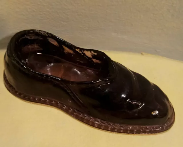 Amethyst Glass Decor Mens Shoe Loafer Purple Pressed Depression Glass Rare Vtg