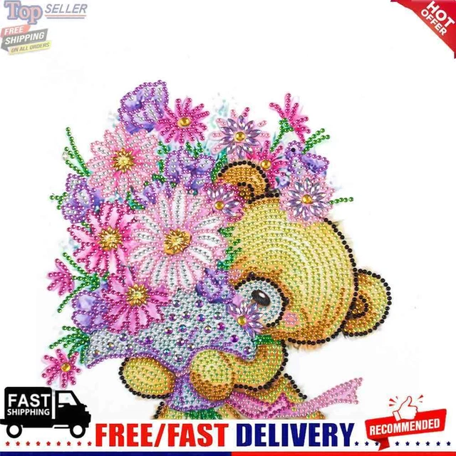 Partial Drill Special Shape Cartoon Bear Rhinestone Drawing Kit Home Decoration