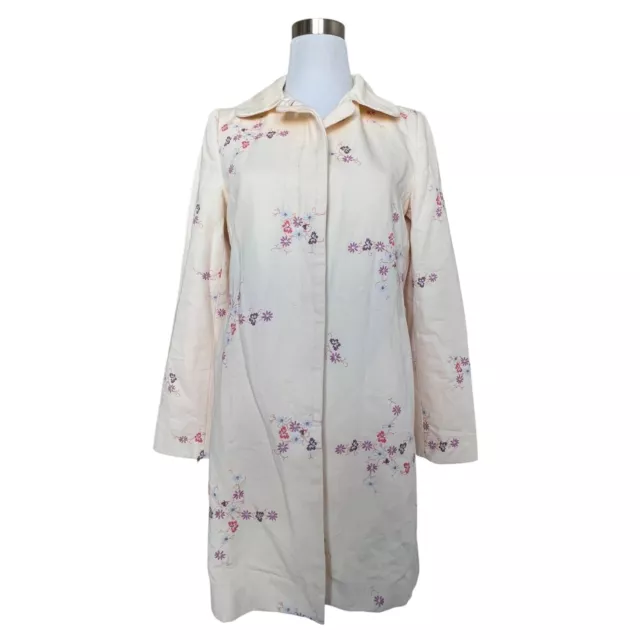Vintage Gap Women's Size S Trench Coat Floral Embroidered Pastel Colors