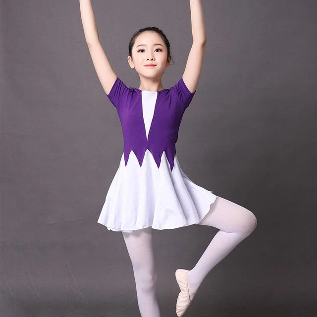 Abito da ballo ragazza balletto danza maniche corte misto cotone pratica sala da ballo