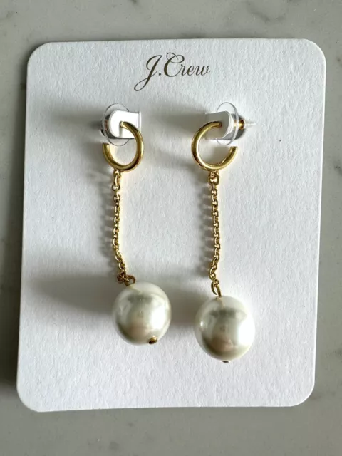 J CREW NWT Pearl Pendant Drop Gold Statement Chandelier Dangle/drop Earrings