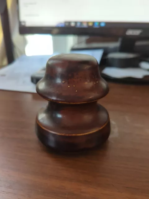 Vintage Ceramic unmarked Electric Porcelain Insulator dome Top brown