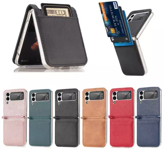 Wallet Card Slot Holder Leather Cover Case for Samsung Galaxy Z Flip 4 Z Flip 3