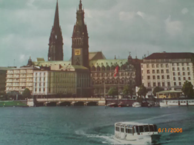 Hamburg um 1960 - Blick auf Jungfernstieg und Rathaus