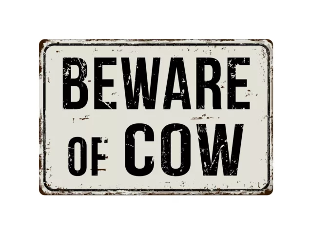 227VS Beware Of Cow1 8 "x 12" Vintage Aluminum Retro Metal Sign