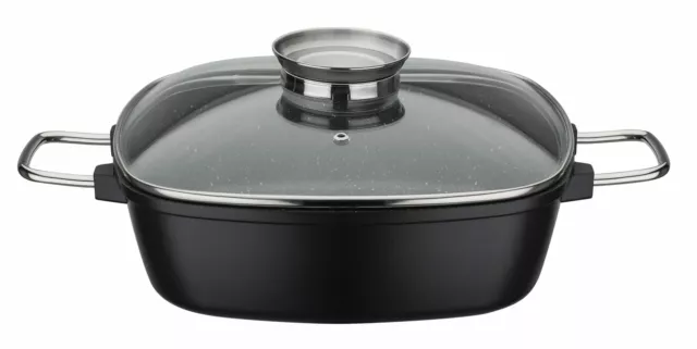 GSW Induktion Bräter Gourmet Granit 5 Liter 28 x 28 x 8,5cm Schwarz NEU