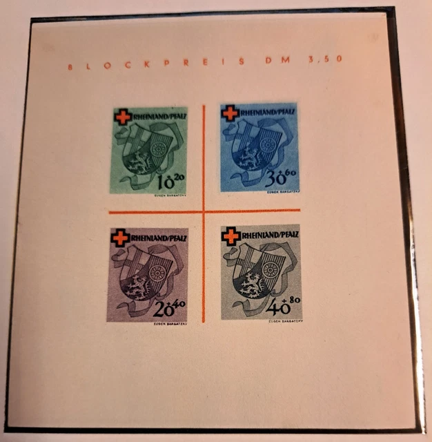 Briefmarken Block Württemberg Hohenzollern 1949 Rotes Kreuz Briefmarken Block Württemberg Hohenzollern 1949 Rotes Kreuz