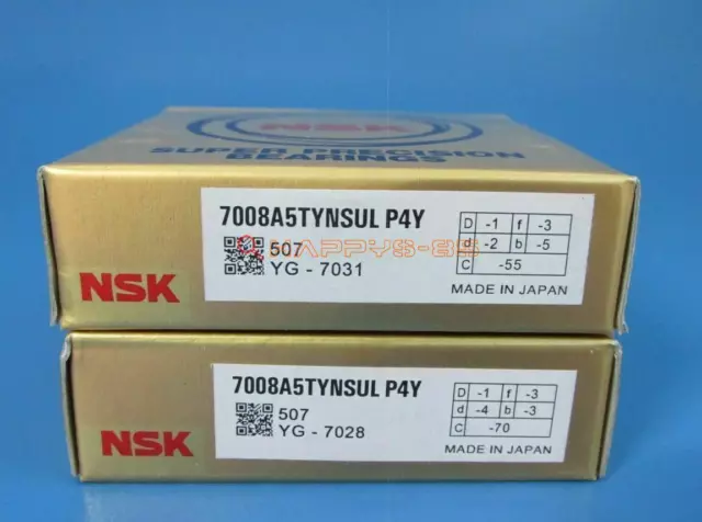 Set con 2 nuovi cuscinetti mandrino 7012A5TYNSULP4Y NSK ABEC-7 super precisione adatti