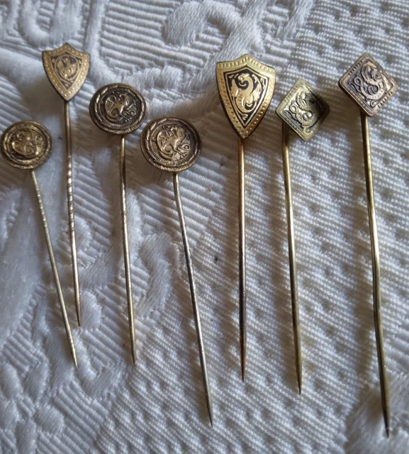 Ancienne épingle à Cravate Avec Intaille – Broche Vintage Métal Noir, Très Bon état