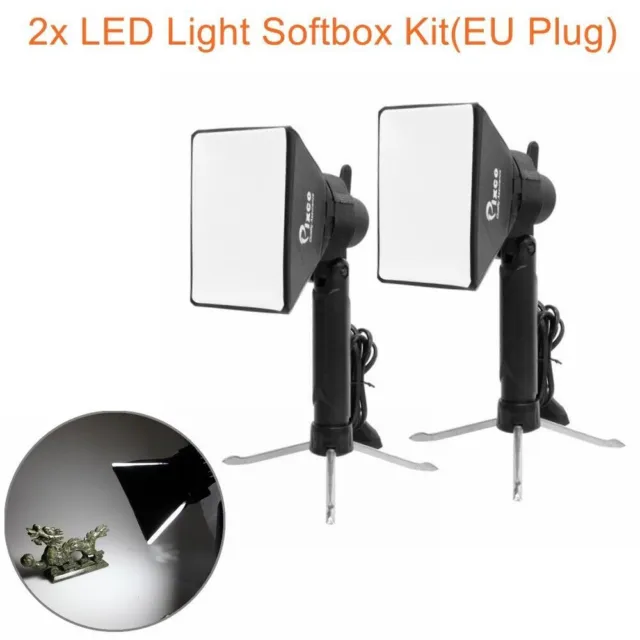 2PCS Portable Mini Photo Studio Light Kit 5500K LED Lamp Tripod Softbox EU Plug