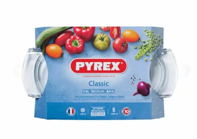 Pyrex Classic leicht griffiges Glas ovale Auflaufschale mit Deckel 5,8 l - transparent 3