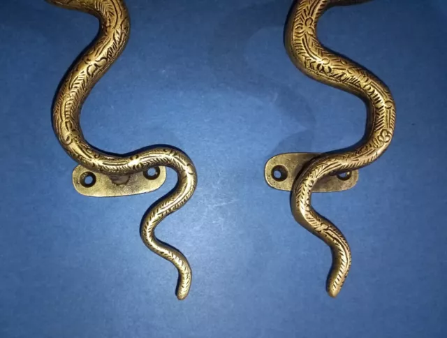 Brass Cobra Design Door Pull Set Reptile Snake Door Handle Pair Home Decor AJ034 3