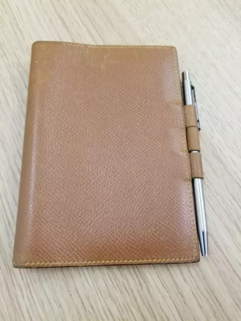 HERMES Agenda GM diary notebook cover beige leather with PILOT pen good used