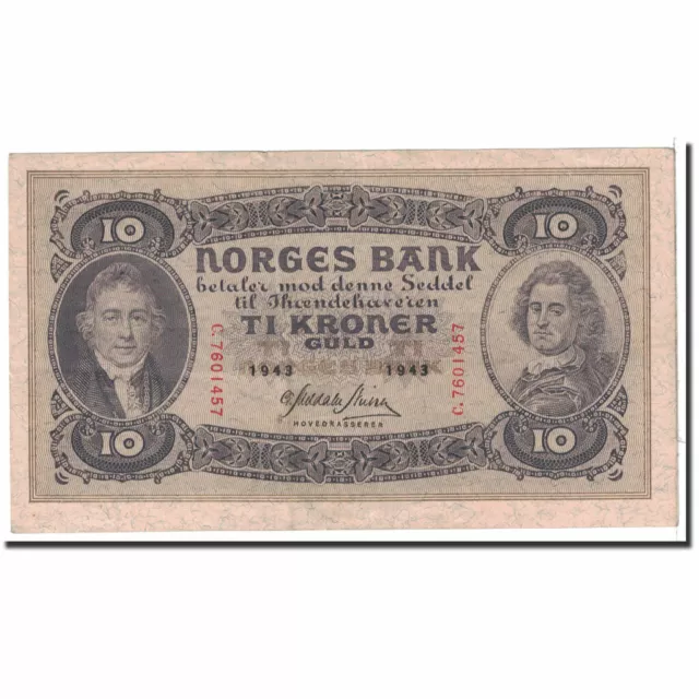 [#119618] Geldschein, Norwegen, 10 Kroner, 1943, Undated, KM:8c, VZ