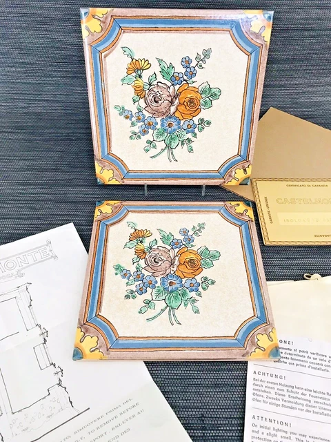 2 x Ofenkachel " CASTELMONTE " Italien Vintage Kachel Ofen Kamin OV unbenutzt