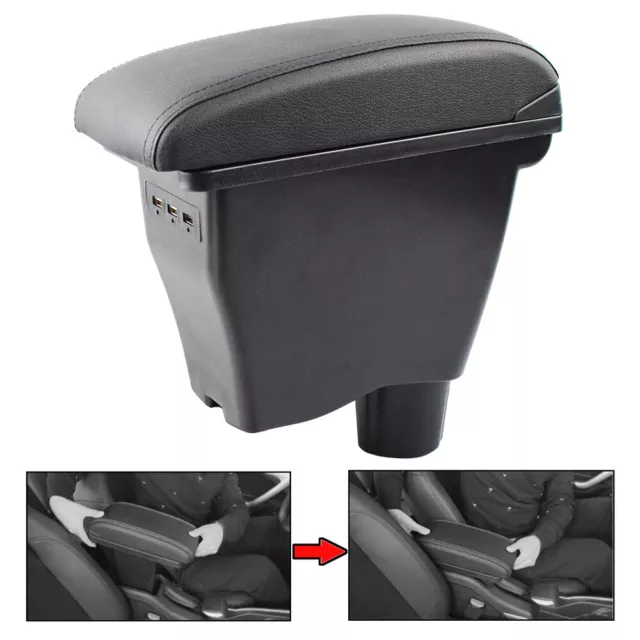 .Bracciolo centrale auto pelle per Smart Fortwo Forfour 2014-2019 bracciolo USB veicolo