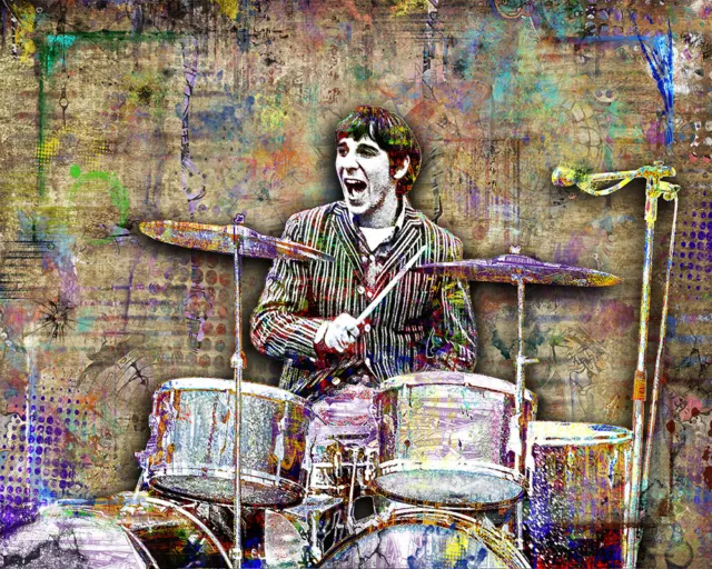 KETIH MOON 8x10in Poster, Keith Moon THE WHO Pop Artwork Free Shipping US
