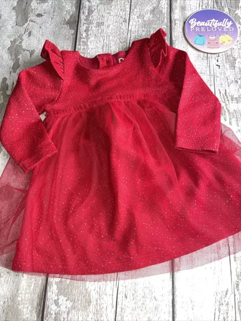 Baby Girls Beautiful Red Dress By Fred & Flo Age 3-6 Months