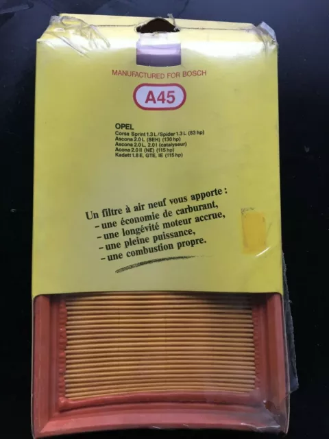 Filtre à air BOSCH A45 = Purflux A687, Mann C2668 - Opel Ascona Rekord Corsa