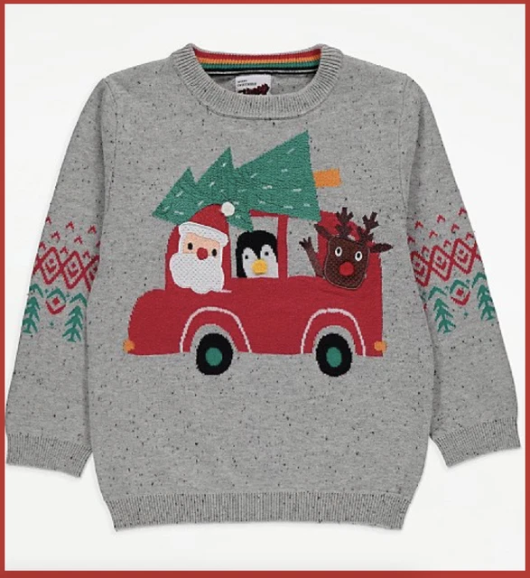 Maglione Babbo Natale grigio bambini ragazzi ragazze Natale Babbo Natale e amici