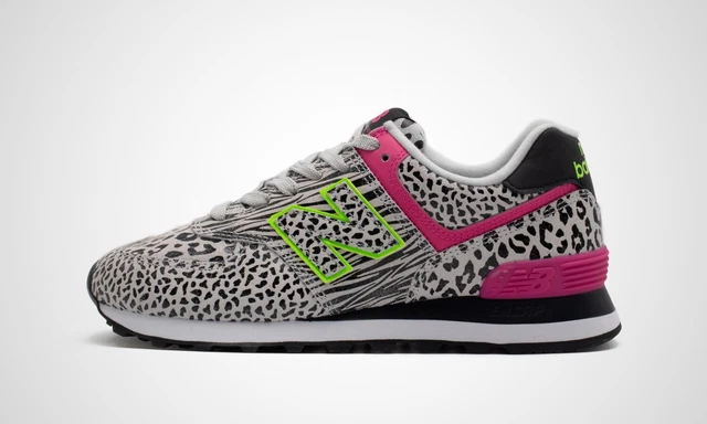 NEW BALANCE WL574ANA schwarz grau leo Damen Sneaker NEU im