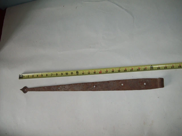 primitive  barn door hand forged Iron strap hinge  25" 3