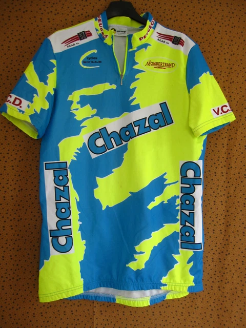 Maillot Cycliste Vintage Giessegi – VCD Peugeot Cycles, Taille 5/XL, Bleu Et Jaune