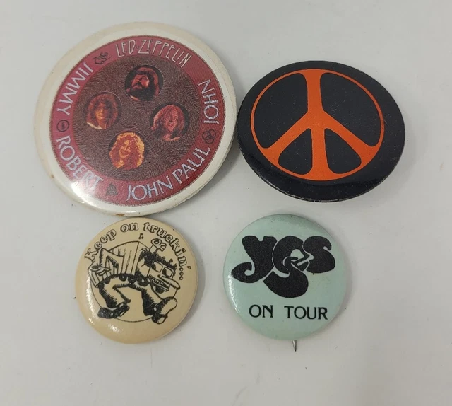 Vintage 1970'S PIN LOT KEEP ON TRUCKIN Led Zepplin Yes On Tour Band Peace Rare