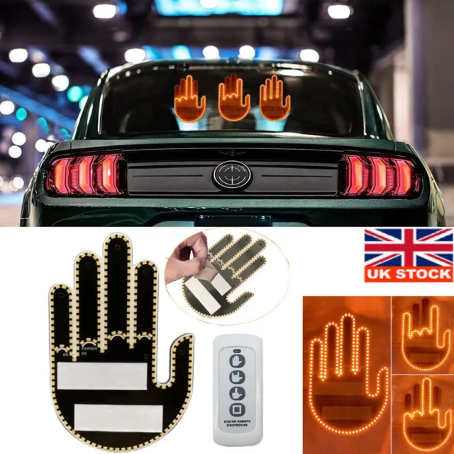 Funny Car Finger Light with Remote, Road Rage Signs Middle Finger