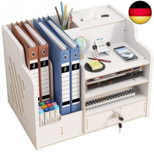 Catekro Schreibtisch Organizer aus Holz mit Schublade, Aufbewahrungsbox