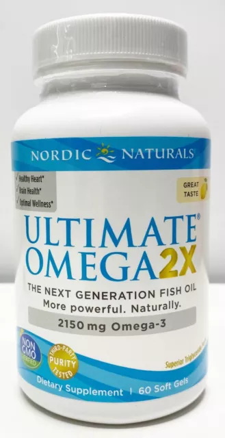 Nordic Naturals Ultimate Omega 2X Fish Oil 2150mg Sealed 60 Soft Gels 07/2026+