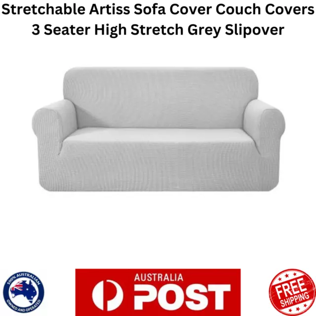 Stretchable Artiss Sofa Cover Couch Covers 3 Seater High Stretch Grey Slipover