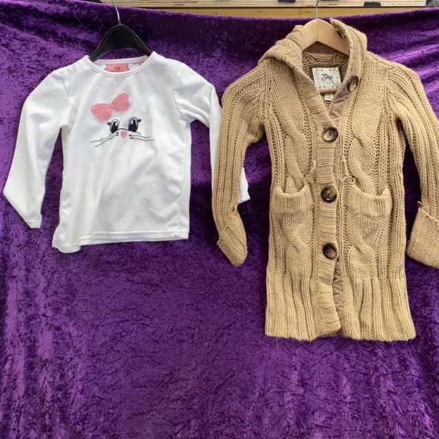 Girls Gap 6-7years Beige Coat And A Warm Kitten Eyes Pink Bow Long Sleeve Rf112