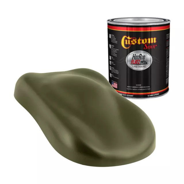 Hot Rod Flatz Olive Drab Green Urethane Automotive Flat Car Paint, Quart Only