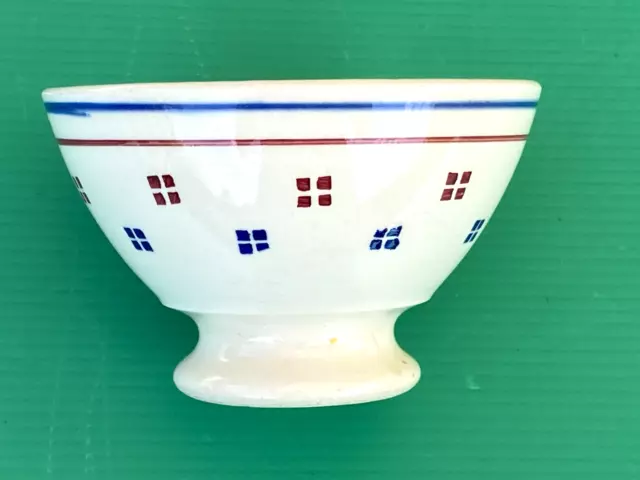 ancien petit bol en faience luneville bleu et rouge