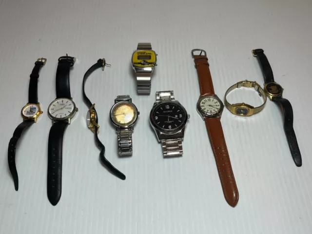 Vintage Lot 9 Watches Wristwatches Parts Or Repair Not Working Timex Steelers