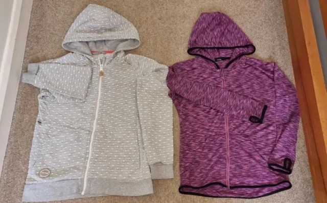 Girls age 9-10 hoodie bundle Reima & George active wear Grey & purple full zip