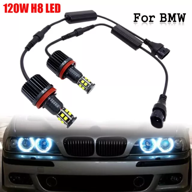 2x 120W H8 LED Angel Eyes Ringe Standlicht Für BMW E61/71/70/82 LCI E90 X5 DHL