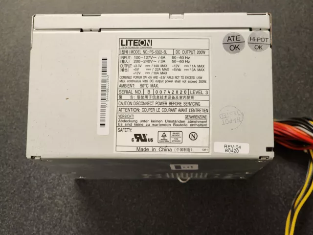 Fuente de alimentación Liteon 200W ATX PSU PS-5022-5L HP repuesto 335182-001 HP Compaq D220MT