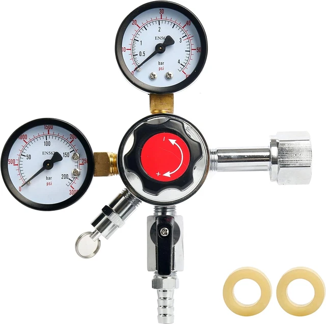 Yaebrew Dual Gauge Co2 Draft Beer Dispensing Regulator, Chrome Plated Brass CGA