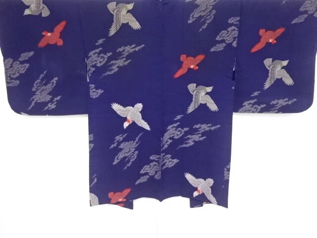 98690# Japanese Kimono / Antique Haori / Woven Dove