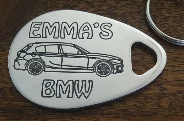 Personalised BMW 1 SERIES car keyring 5 door 2015-19 ANY NAME engraved key fob