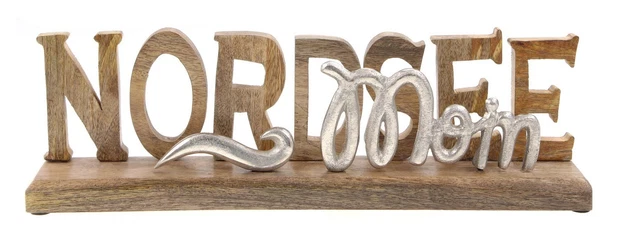 Mare Del Nord Moin Legno Scritta 40 CM Metallo Lettere Molto Decorativo