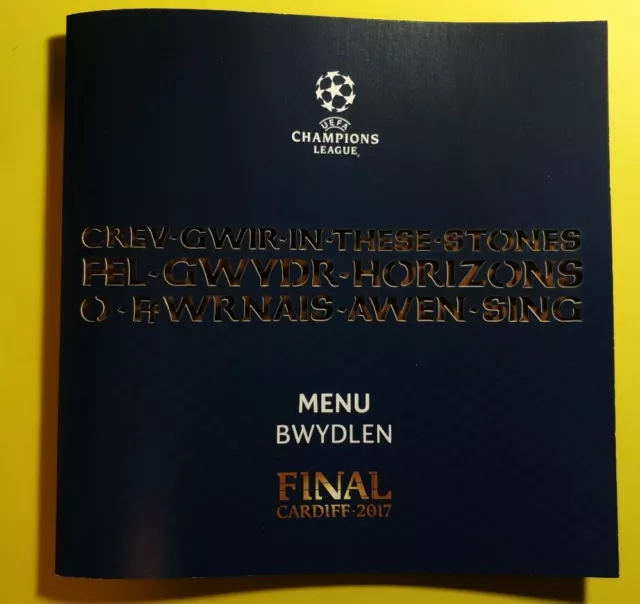 2017 UEFA Champions League Final Juventus Real Madrid MENU (Mint Condition)