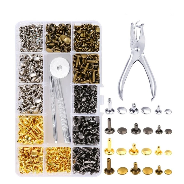 1 Pack Remaches De Cuero Remaches Y Mangos Tubo Metal Tachuelas